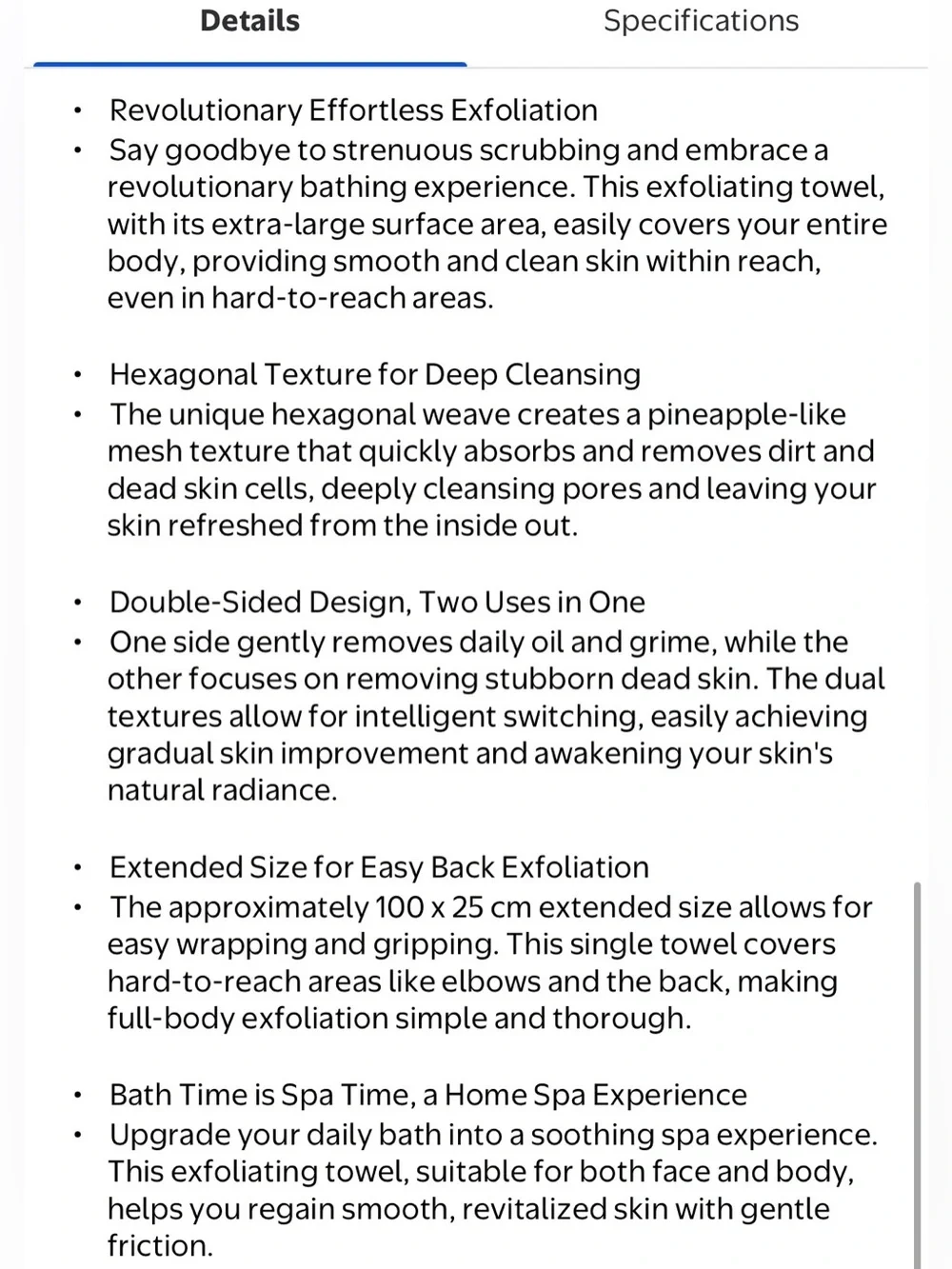 Cleansing and Exfoliating Bath Towel | Extra Long Exfoliating Scrub Cloth